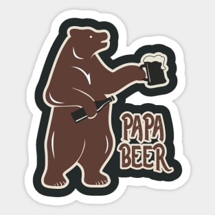 Papa Beer! Bear Drinking Beer Funny Father's Day Sticker